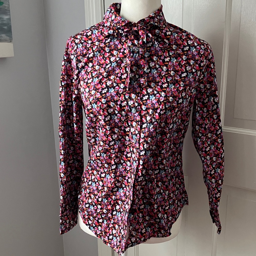 J.Crew x Liberty of London floral Sarah blouse ruffle Peter Pan collar + bow